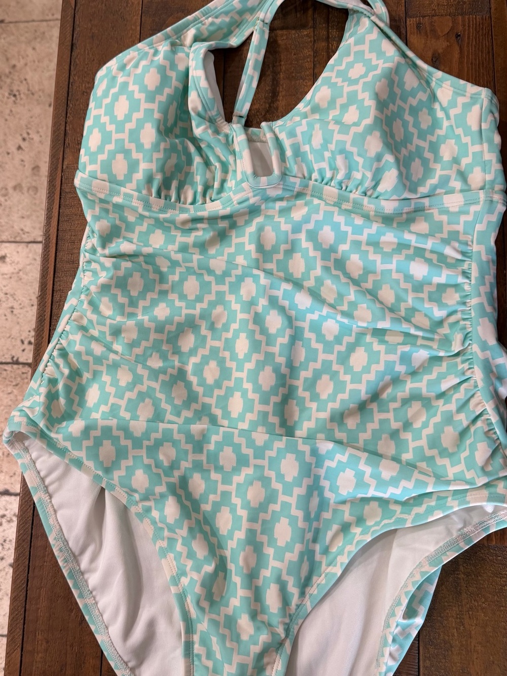 Women Aqua Geo Print One-Piece Swimsuit